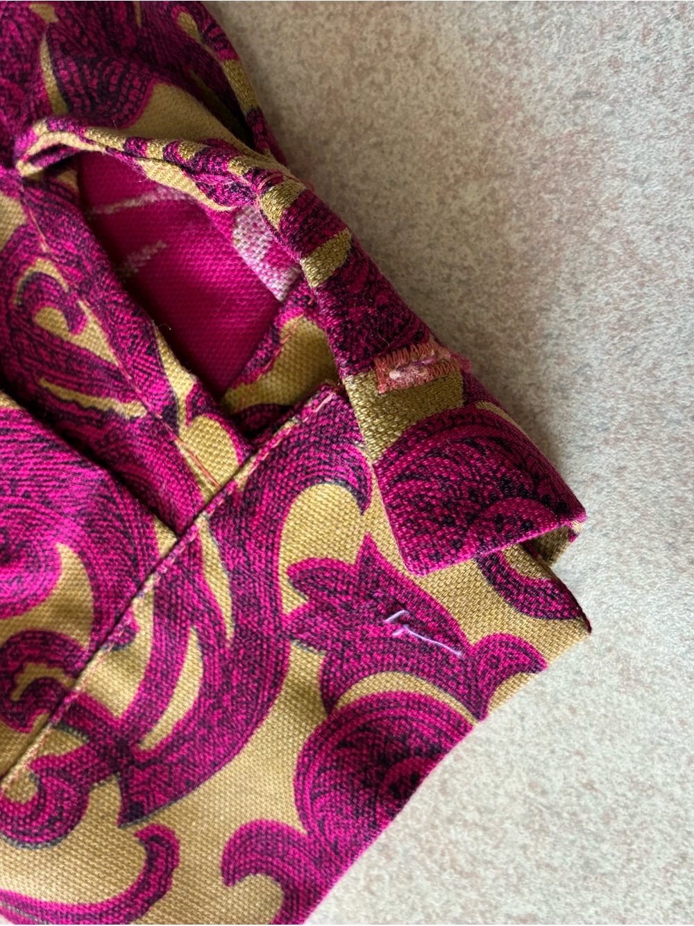 1960's Style Hand Made Maroon & Gold Abstract Swirl Shirt Dress - Picture 8 of 13